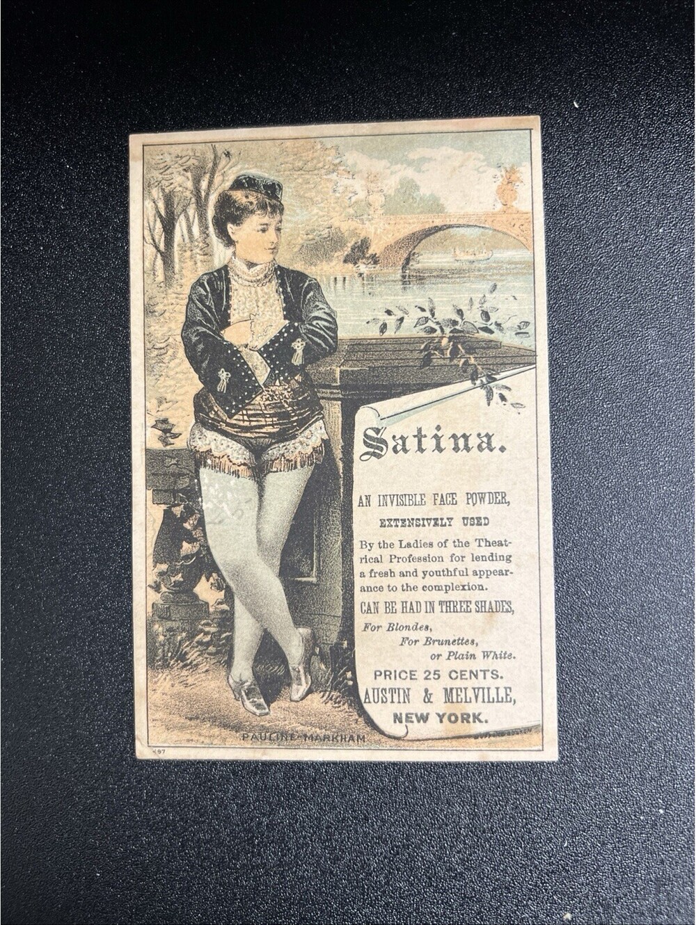 Quack Medicine Santina Invisible Face Powder Advertising Trade Card  Back Blank